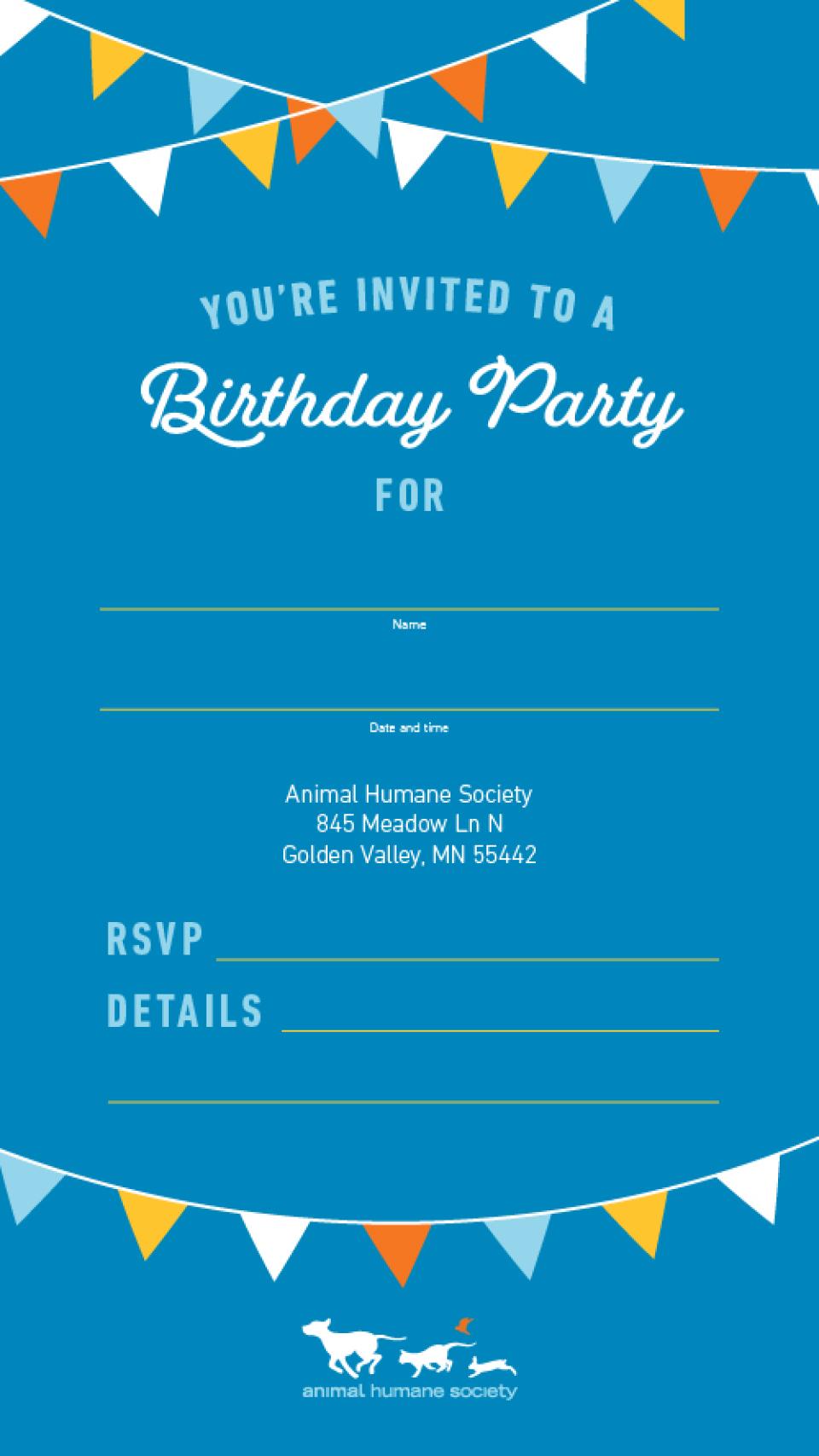 AHS birthday party digital invitation