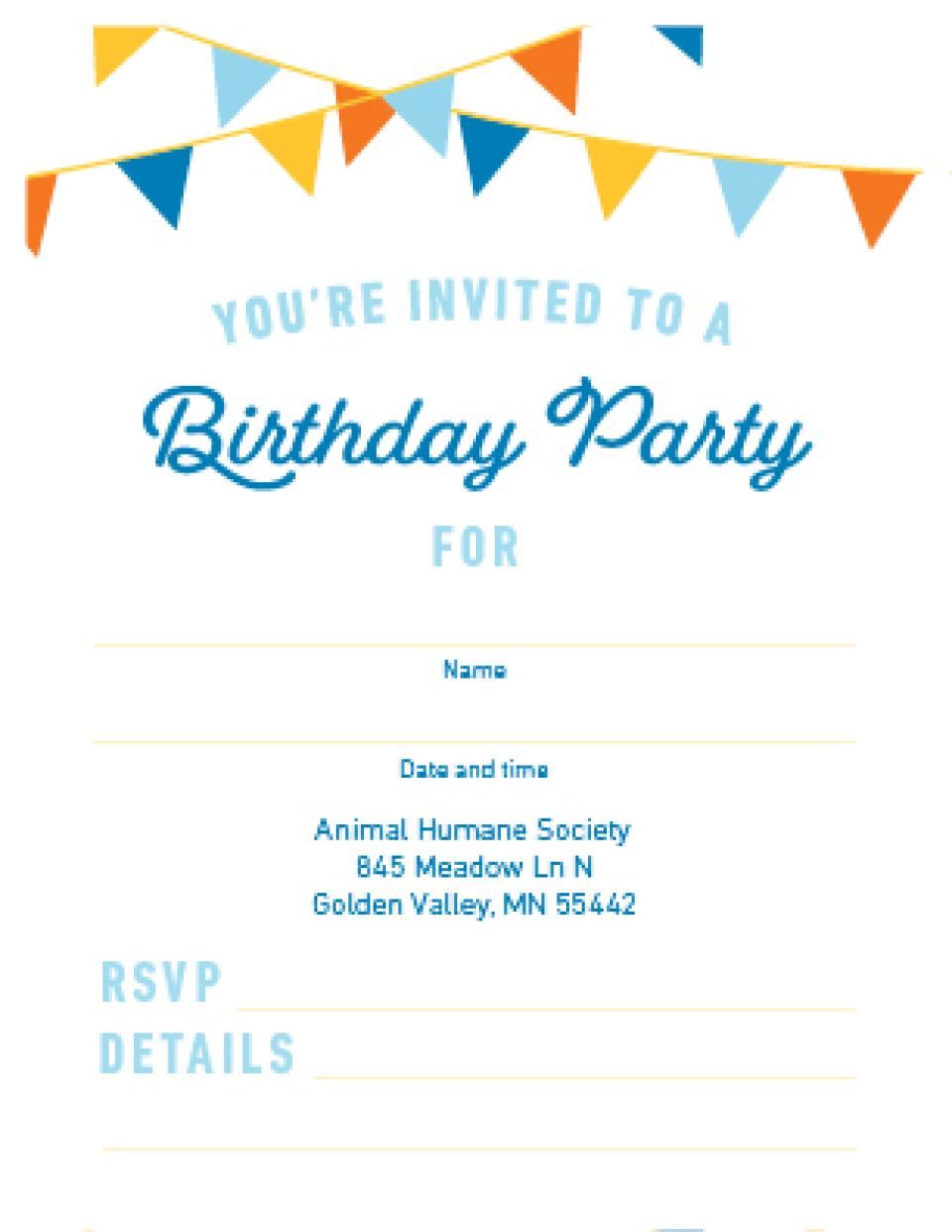 AHS birthday party print invitation